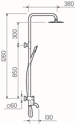 Душевая стойка РМС SUS124-009DK Нержавеющая сталь - фото 737253302