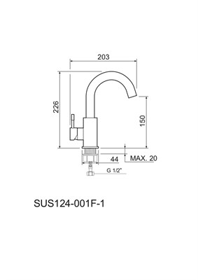 Смеситель для раковины РМС SUS124-001F-1 Нержавеющая сталь - фото 737253412