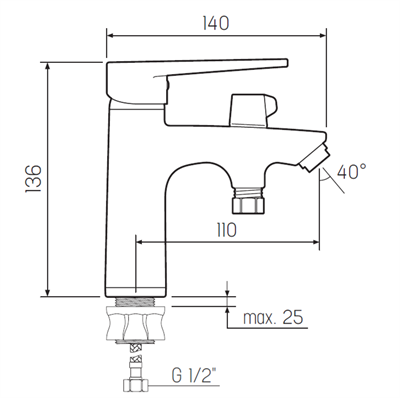 Смеситель для раковины РМС SL141-001F-1 с лейкой однорычажный - фото 737253454