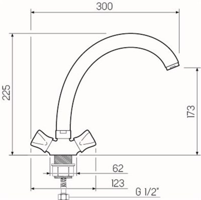 Смеситель для кухни РМС SL116-273F двуручковый - фото 737253475