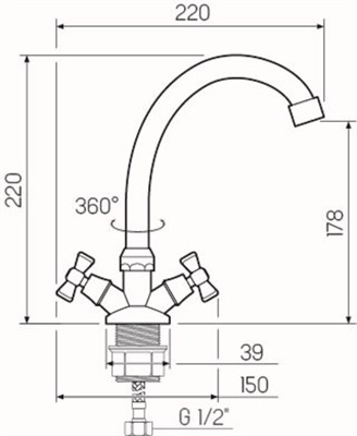 Смеситель для кухни РМС SL118-271F двуручковый - фото 737253481