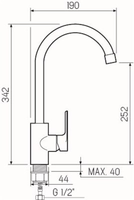 Смеситель для кухни РМС SL133-017F глянцевый с высоким изливом - фото 737253495