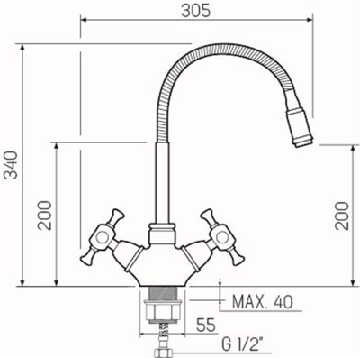 Смеситель для кухни РМС SL92BL-279F с гибким изливом - фото 737253502