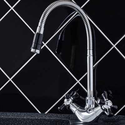 Смеситель для кухни РМС SL92BL-279F с гибким изливом - фото 737253503