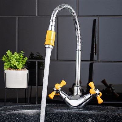 Смеситель для кухни РМС SL92YW-279F с гибким изливом - фото 737253504