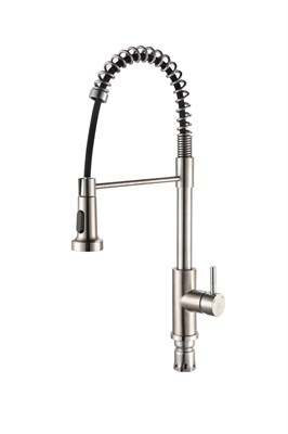 Смеситель для кухни РМС SUS124-016F-2 из нержавеющей стали с вытяжным изливом - фото 737253510