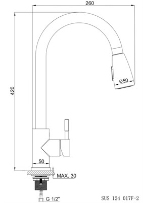 Смеситель для кухни РМС SUS124-017F-2 с вытяжным изливом - фото 737253520