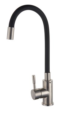 Смеситель для кухни РМС SUS124BL-016F с гибким черным изливом - фото 737253538
