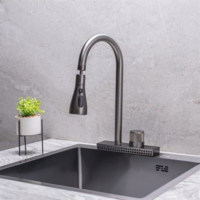 Смеситель для кухни РМС SUS130PVD-017F-2 из нержавеющей стали с PVD покрытием - фото 737253602