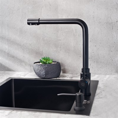 Смеситель для кухни РМС SUS125BL-017F-015 с фильтром для питьевой воды Черный - фото 737253614