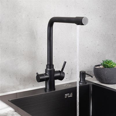 Смеситель для кухни РМС SUS125BL-017F-015 с фильтром для питьевой воды Черный - фото 737253615