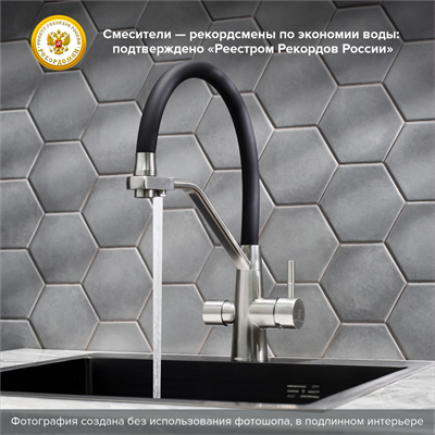 Смеситель для кухни РМС SUS127BL-016F-015 с фильтром для питьевой воды Черный - фото 737253622