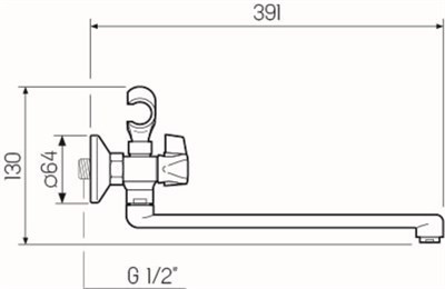Смеситель для ванны с душем РМС SL116-140 универсальный - фото 737253665