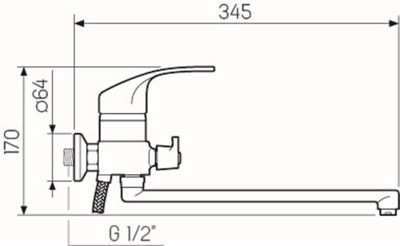 Смеситель для ванны с душем РМС SL85-006E Хром - фото 737253773