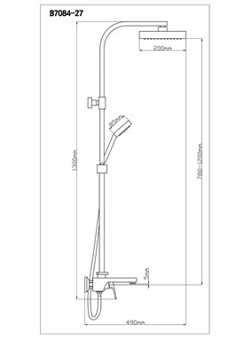 Душевая стойка BOOU B7084-27 с тропическим душем из латуни - фото 737253839